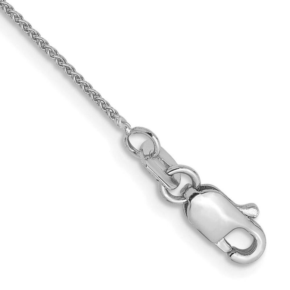 0.8mm 14K White Gold Solid Spiga Chain Anklet, 9 Inch